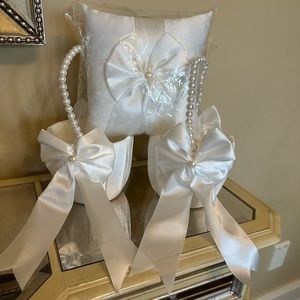 Wedding Flower girl baskets and ring bearer pillow set(ivory)